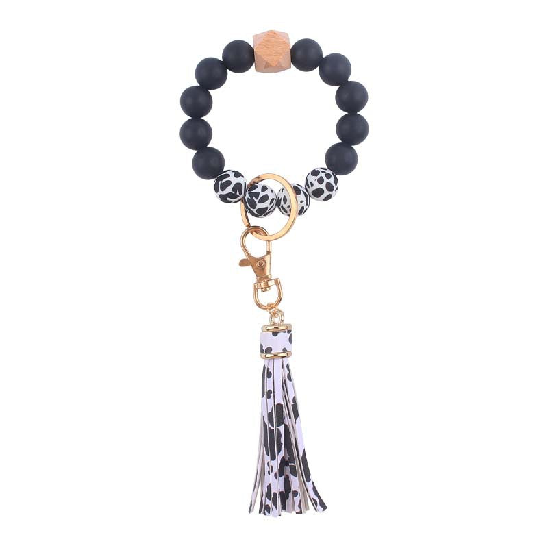Wholesale Leather PU Tassel Silicone Wrist Keychain